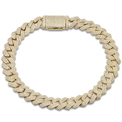 SPECIAL! 9mm 3.31ct G SI 14K Yellow Gold Diamond Micro Pave Cuban Square Link Bracelet 8"