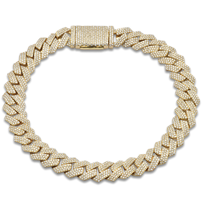 SPECIAL! 9mm 3.31ct G SI 14K Yellow Gold Diamond Micro Pave Cuban Square Link Bracelet 8"