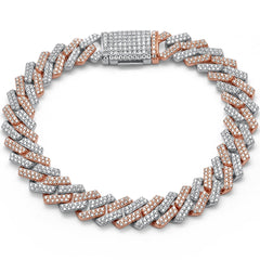 SPECIAL! 9MM 3.25ct G SI 14K Two Tone Gold Diamond Micro Pave Cuban Square Link Bracelet 8"