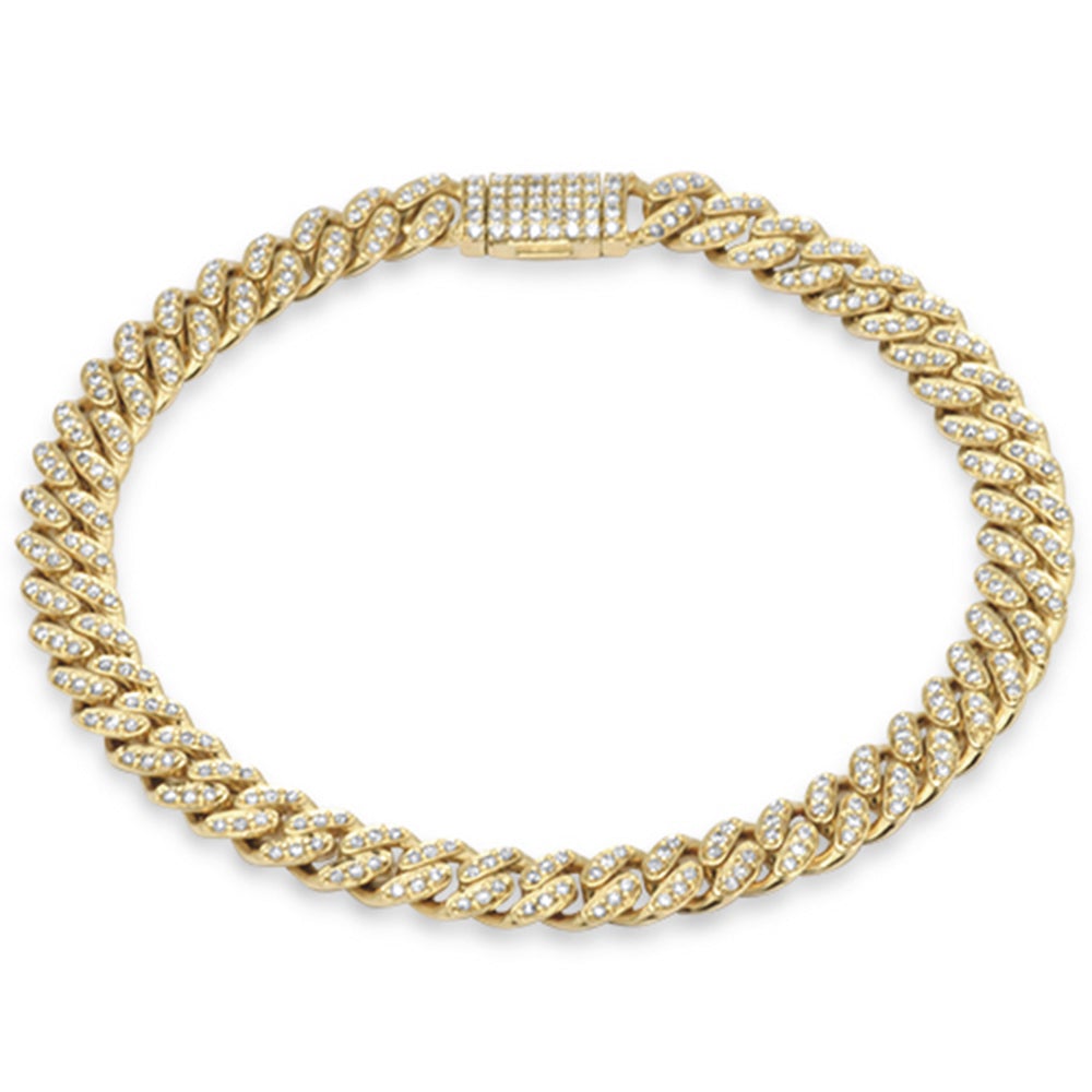 SPECIAL!7MM 1.26ct G SI 14K Yellow Gold Diamond Round Cuban Bracelet 8"