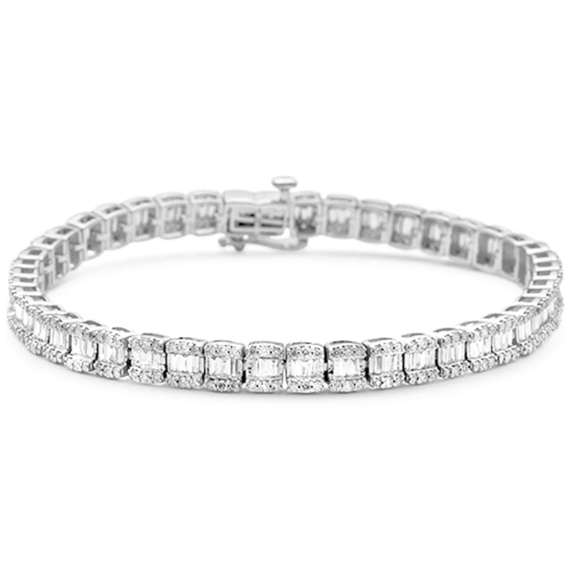 SPECIAL!2.31ct G SI 14K White Gold Round & Baguette Diamond Bracelet 8"