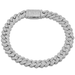 SPECIAL! 9MM 3.30ct G SI 14K White Gold Diamond Square Cuban Bracelet 8" Long