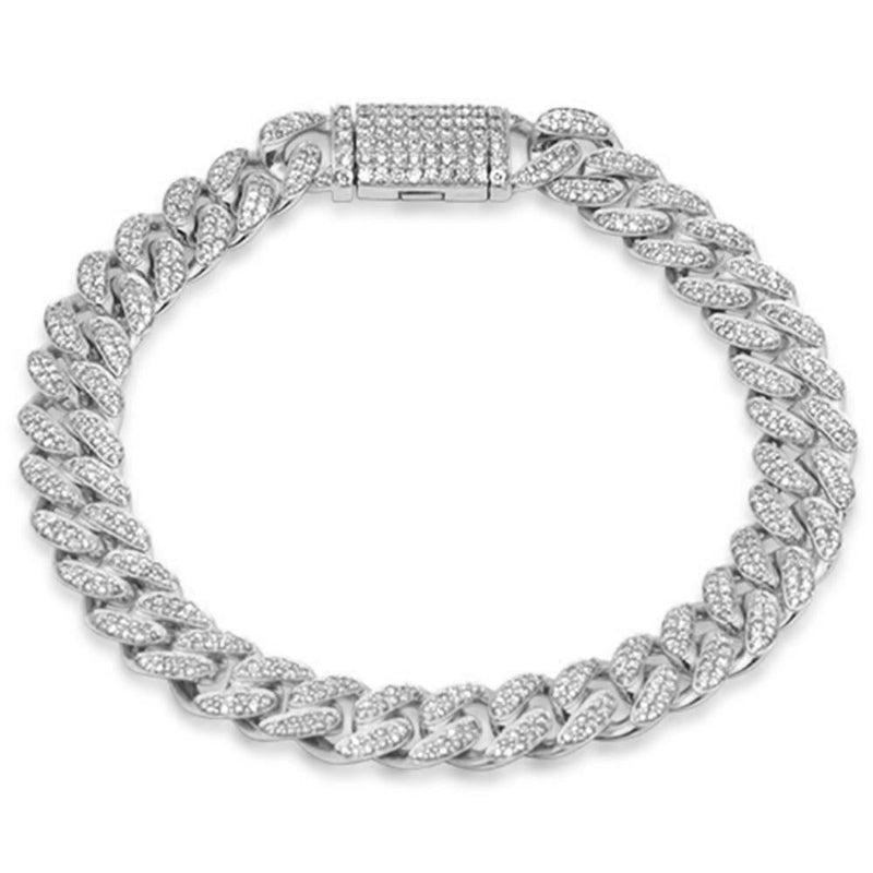 SPECIAL!9MM 2.28ct G SI 10K White Gold Diamond Round Cuban Bracelet 8"