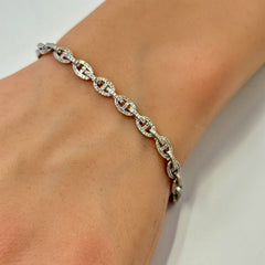 SPECIAL! .99ct G SI 14K White Gold Diamond Link Bracelet 6.5" Long