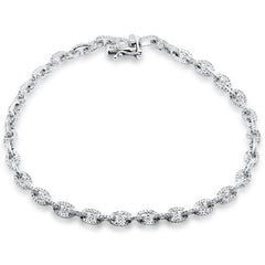 SPECIAL! .99ct G SI 14K White Gold Diamond Link Bracelet 6.5" Long
