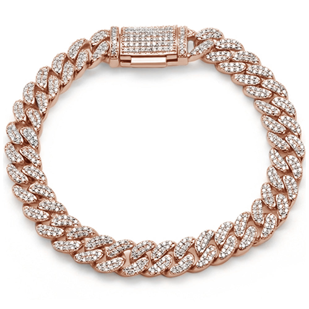SPECIAL! 9MM 3.13ct G SI 10K Rose Gold Diamond Round Cuban Bracelet 8"