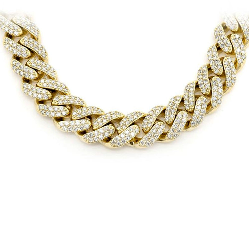SPECIAL! 9mm 5.95ct G SI 10K Yellow Gold Diamond Round Cuban Necklace 22"