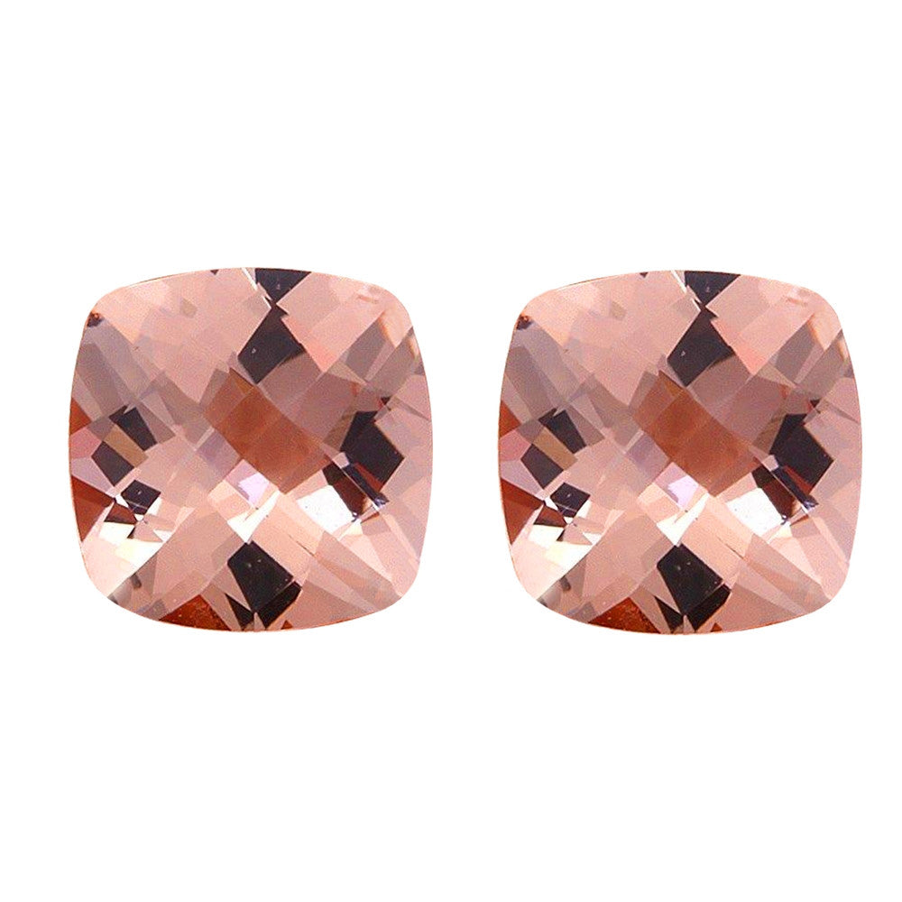 5.20ct 9mm Natural Cushion Cut Morganite Loose Gemstones Pair Great for Earrings