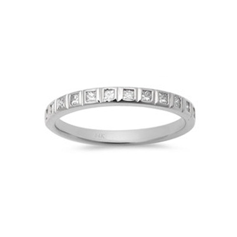 SPECIAL! .33ct 14kt White Gold Pave Set Diamond Engagement Wedding Band Size 6.5