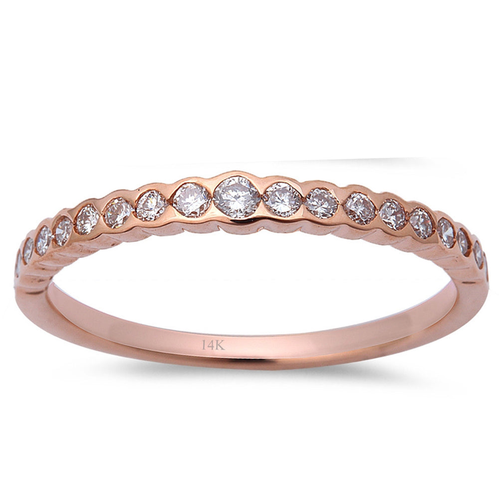 SPECIAL! .29ct 14kt Rose Gold Pave Set Diamond Engagement Wedding Band Size 6.5