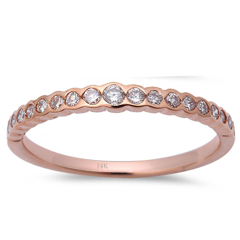 SPECIAL! .29ct 14kt Rose Gold Pave Set Diamond Engagement Wedding Band Size 6.5
