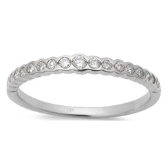 SPECIAL! .29ct 14kt White Gold Pave Set Diamond Engagement Wedding Band Size 6.5