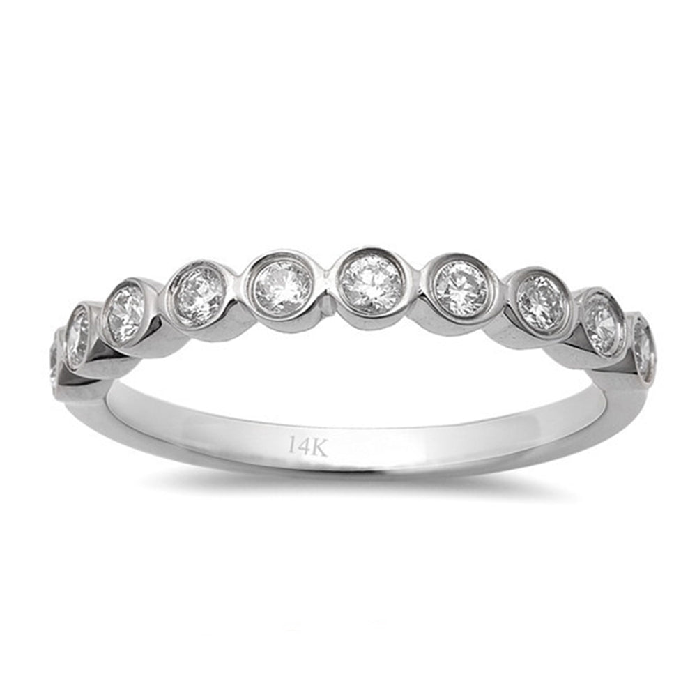 SPECIAL! .32ct 14kt White Gold Pave Set Diamond Engagement Wedding Band Size 6.5