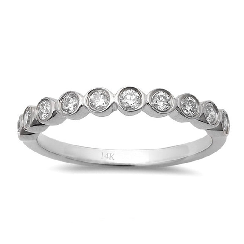 SPECIAL! .32ct 14kt White Gold Pave Set Diamond Engagement Wedding Band Size 6.5