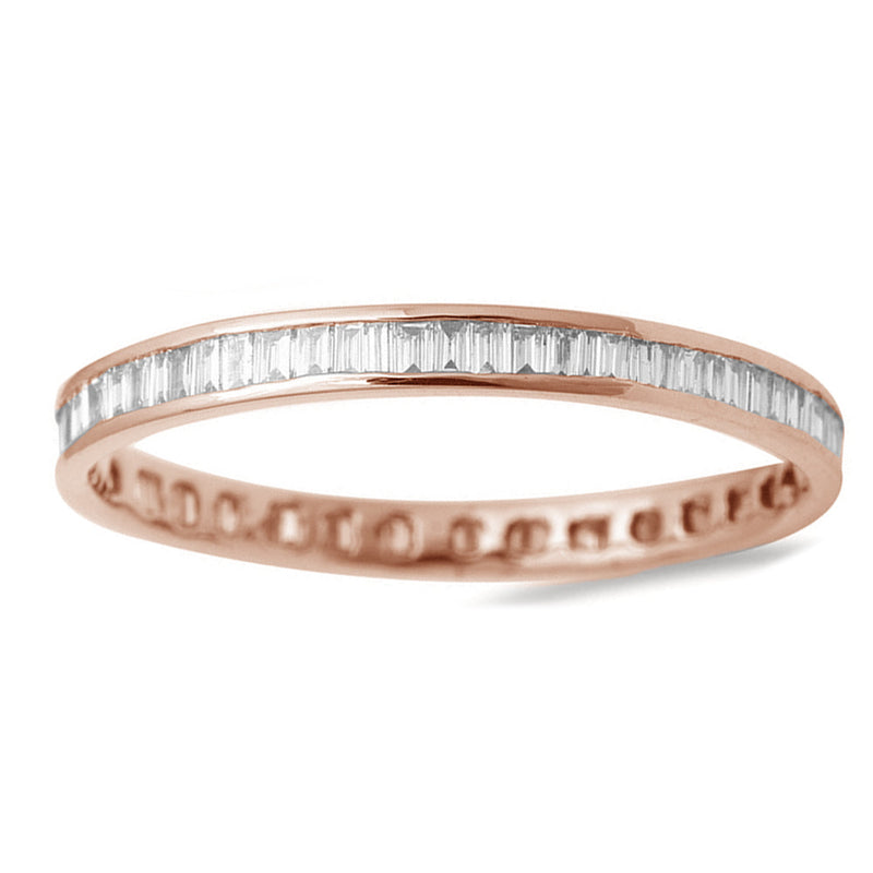 DIAMOND  CLOSEOUT!  .85ct 14kt Rose Gold Pave Set Eternity Wedding Band size 6.5