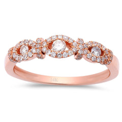 SPECIAL! .34ct Designer Graduated Diamond Pave Set Modern 14kt Rose Gold Ring Size 6.5
