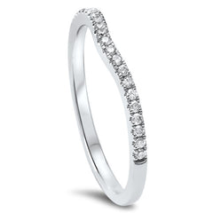 .13cts 14kt White Gold Round Diamond Curved Accent Wedding Anniversary Band Size 6.5