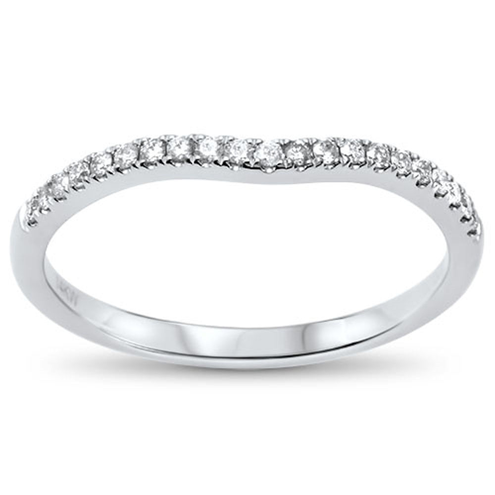 .13cts 14kt White Gold Round Diamond Curved Accent Wedding Anniversary Band Size 6.5