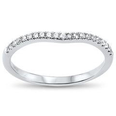 .13cts 14kt White Gold Round Diamond Curved Accent Wedding Anniversary Band Size 6.5