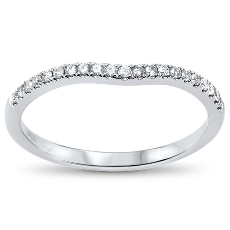 .13cts 14kt White Gold Round Diamond Curved Accent Wedding Anniversary Band Size 6.5