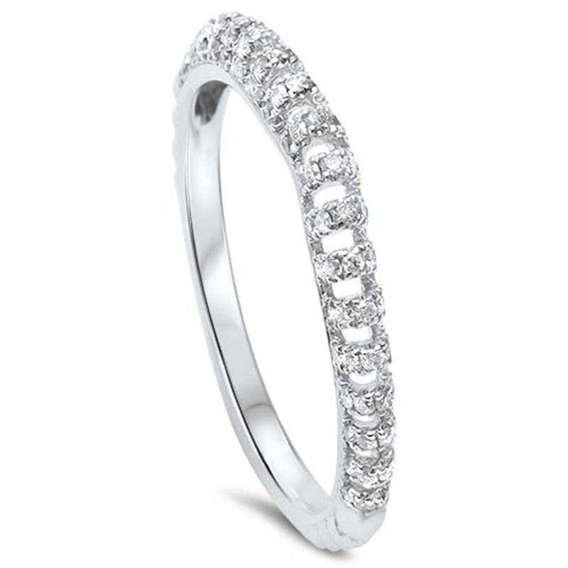 SPECIAL! .24cts Modern F-VS2 Round Diamond Wedding Anniversary Band Size 6.5