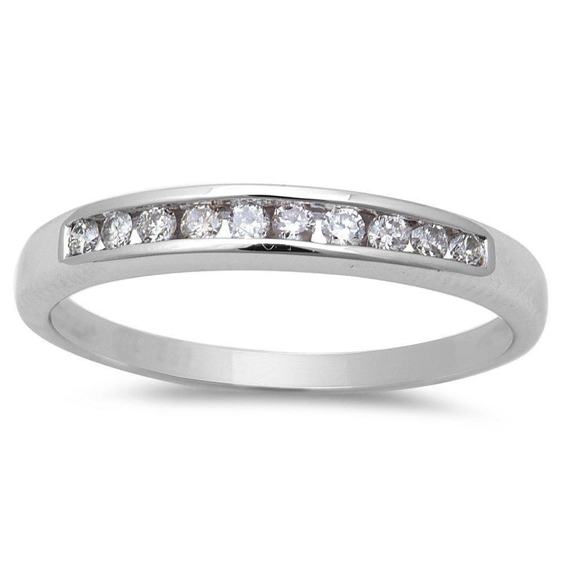 SPECIAL! .16ct Round Diamond Channel Set Wedding Band 14kt White gold size 6.5