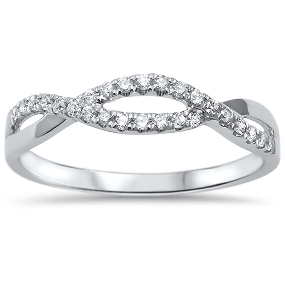 .16ct F SI 14kt White Gold Round Diamond Twisted Infinity Anniversary Band