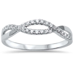 .16ct F SI 14kt White Gold Round Diamond Twisted Infinity Anniversary Band
