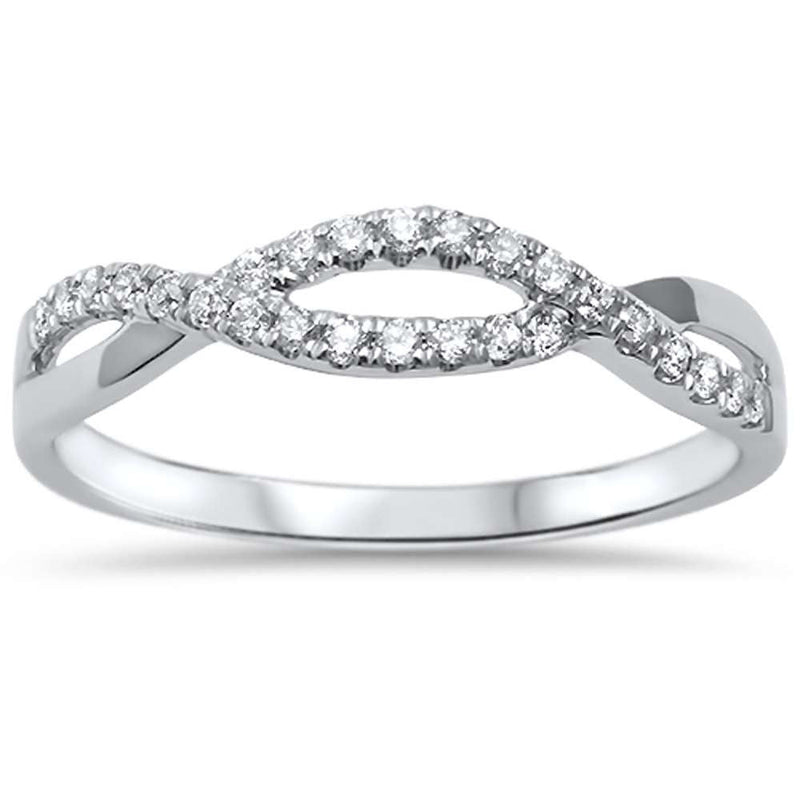 .16ct F SI 14kt White Gold Round Diamond Twisted Infinity Anniversary Band