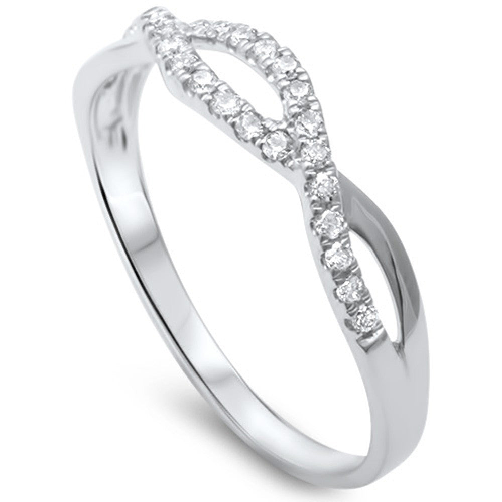.16ct F SI 14kt White Gold Round Diamond Twisted Infinity Anniversary Band