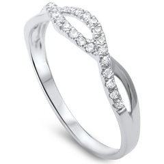 .16ct F SI 14kt White Gold Round Diamond Twisted Infinity Anniversary Band