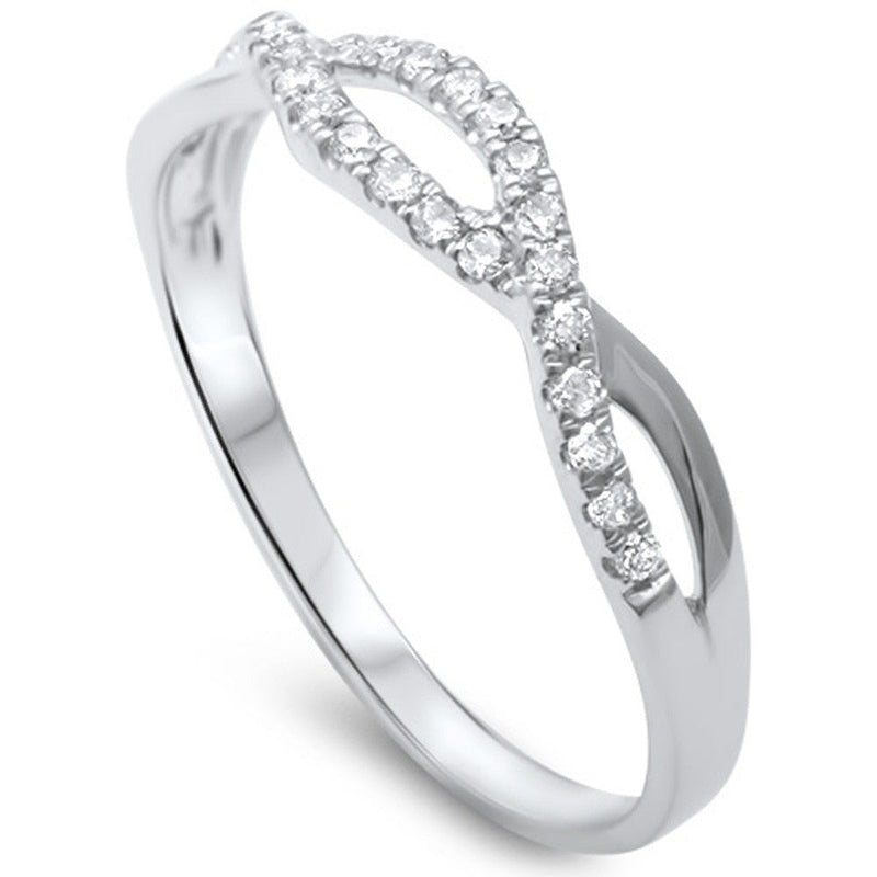 .16ct F SI 14kt White Gold Round Diamond Twisted Infinity Anniversary Band