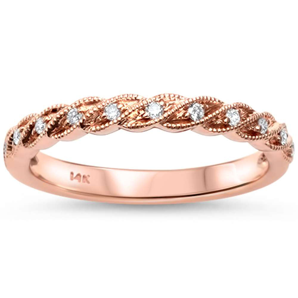 .09ct F SI1 14k Rose Gold Diamond Band Ring Size 6.5