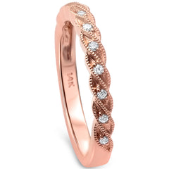.09ct F SI1 14k Rose Gold Diamond Band Ring Size 6.5