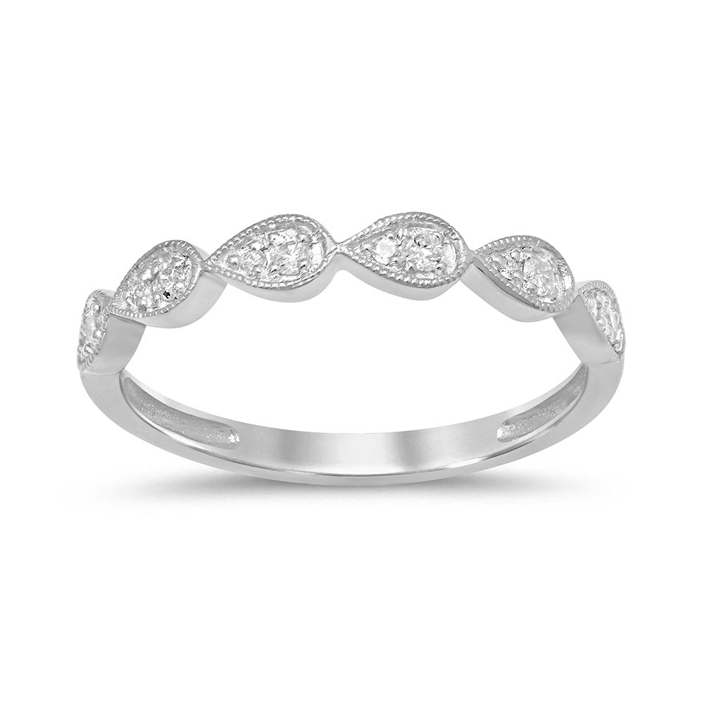 DIAMOND CLOSEOUT! .13ct G SI 14kt White Gold Tear Drop Diamond Band Ring Size 6.5