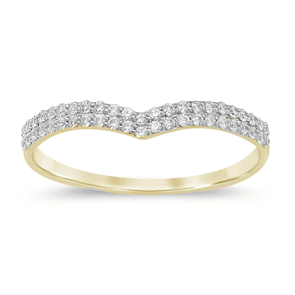 .20ct G SI 14K Yellow Gold V Shape Chevron Diamond Band Ring Size 6.5