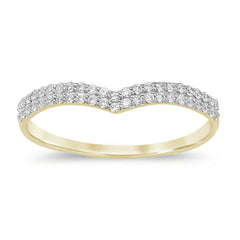 .20ct G SI 14K Yellow Gold V Shape Chevron Diamond Band Ring Size 6.5