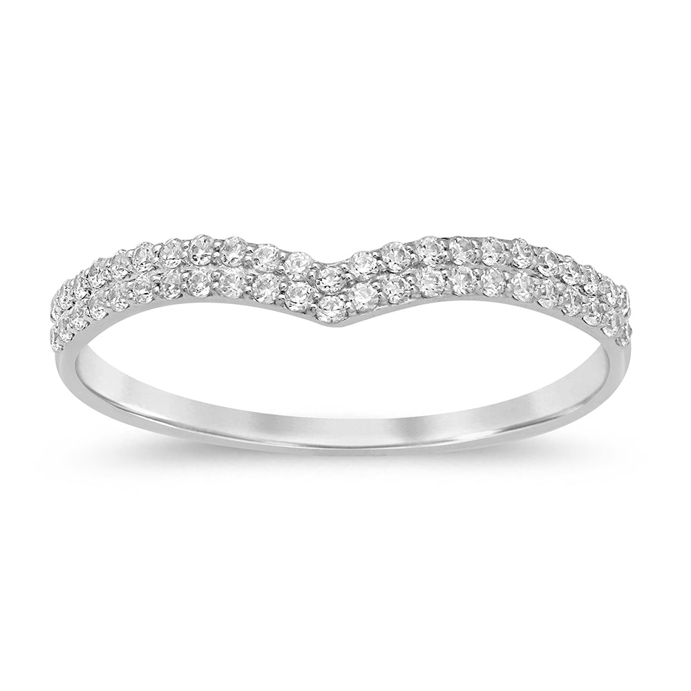 DIAMOND CLOSEOUT! .20ct G SI 14kt White Gold V Shape Chevron Diamond Band Ring Size 6.5