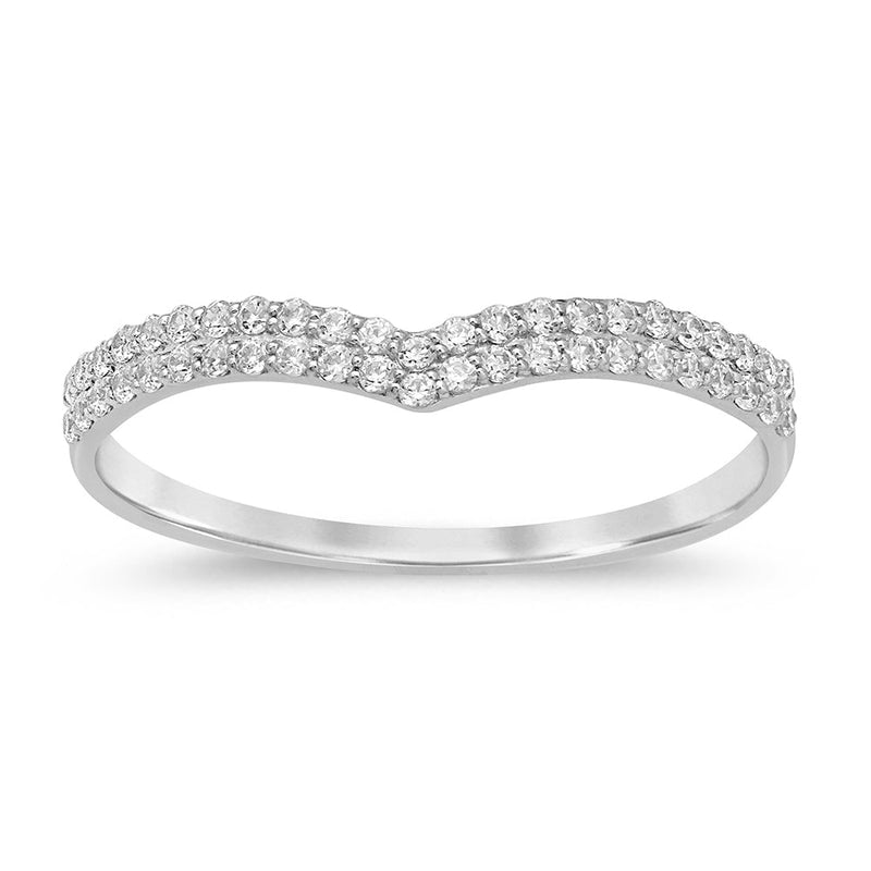 DIAMOND CLOSEOUT! .20ct G SI 14kt White Gold V Shape Chevron Diamond Band Ring Size 6.5