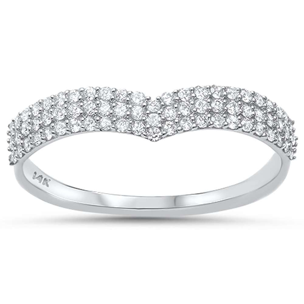 DIAMOND CLOSEOUT! .29ct G SI 14kt White Gold V Shape Chevron Diamond Band Ring Size 6.5