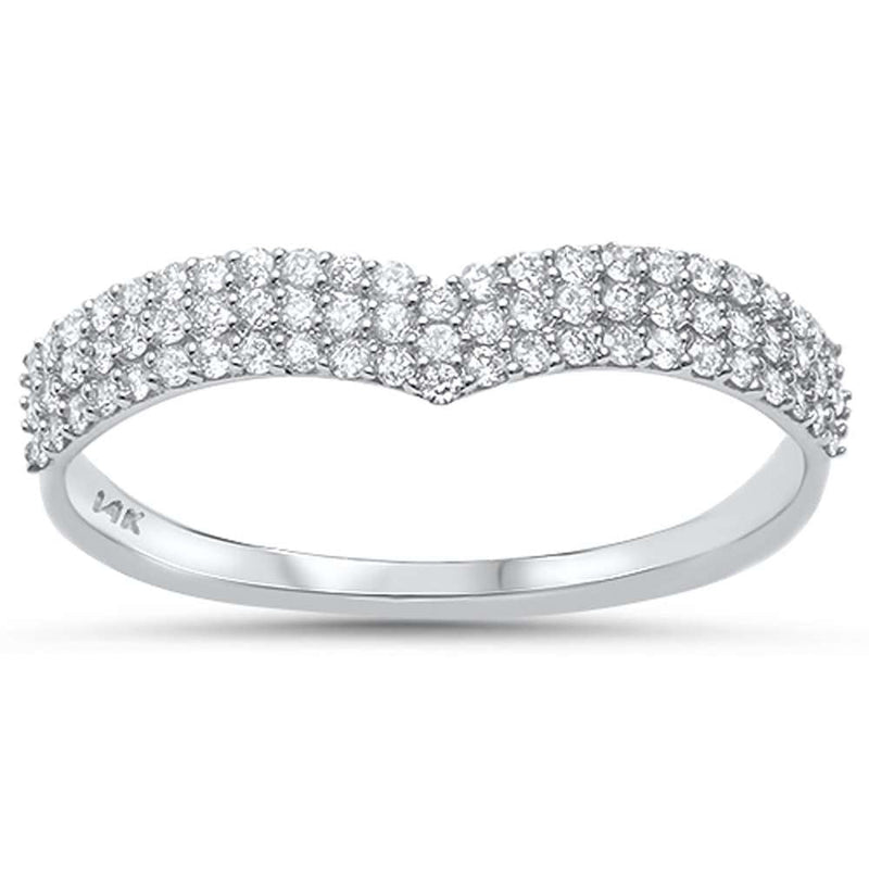 DIAMOND CLOSEOUT! .29ct G SI 14kt White Gold V Shape Chevron Diamond Band Ring Size 6.5