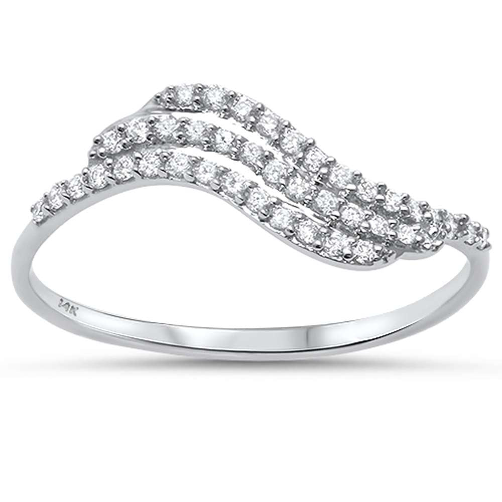 DIAMOND CLOSEOUT! .17ct G SI 14kt White Gold Wave Diamond Band Ring Size 6.5