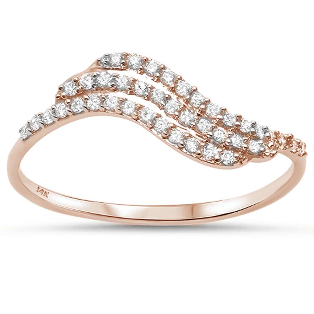 DIAMOND CLOSEOUT! .17ct G SI 14kt Rose Gold Wave Diamond Band Ring Size 6.5