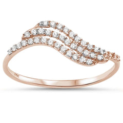 DIAMOND CLOSEOUT! .17ct G SI 14kt Rose Gold Wave Diamond Band Ring Size 6.5