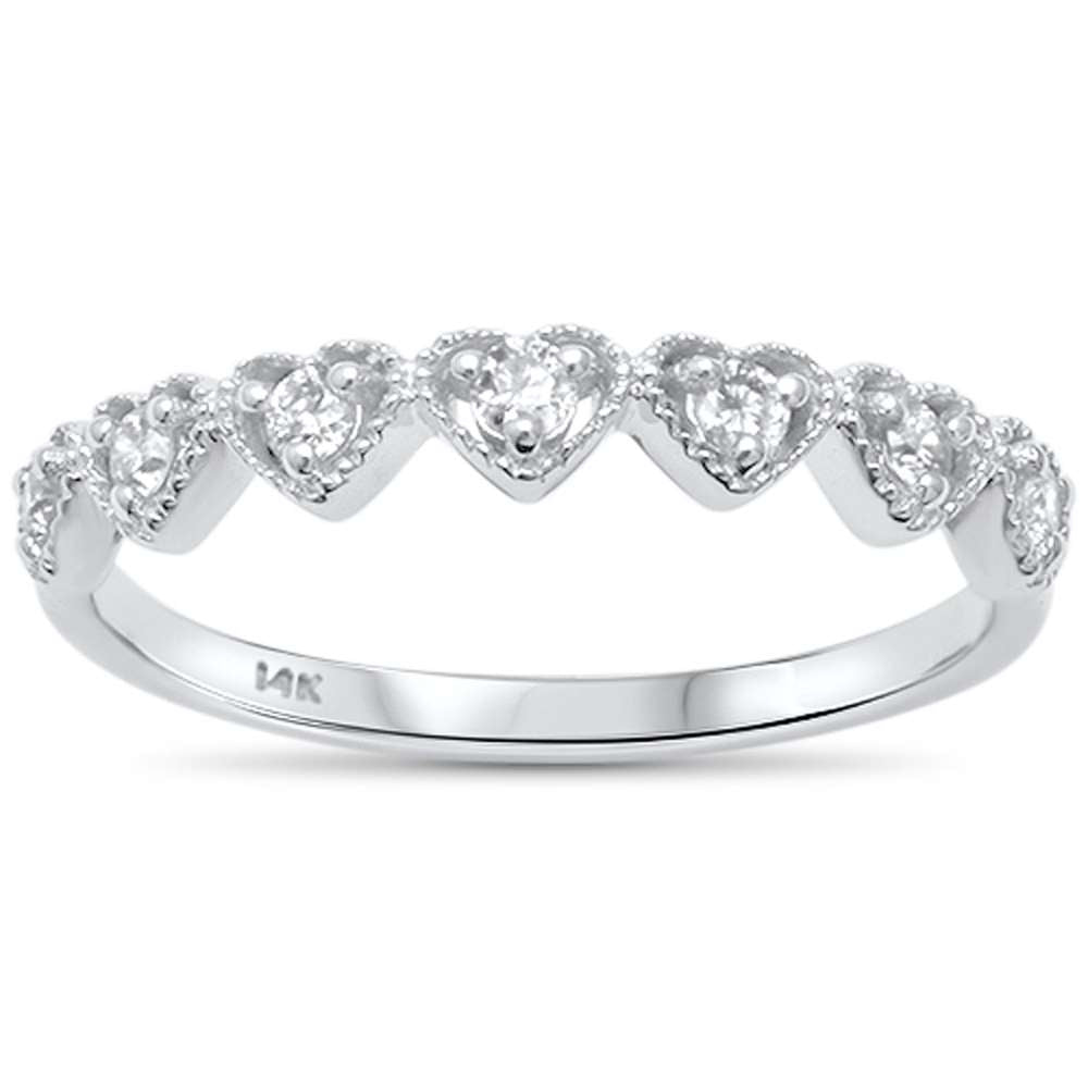 .19ct 14kt White Gold Heart Diamond Band Ring Size 6.5