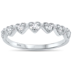 .19ct 14kt White Gold Heart Diamond Band Ring Size 6.5