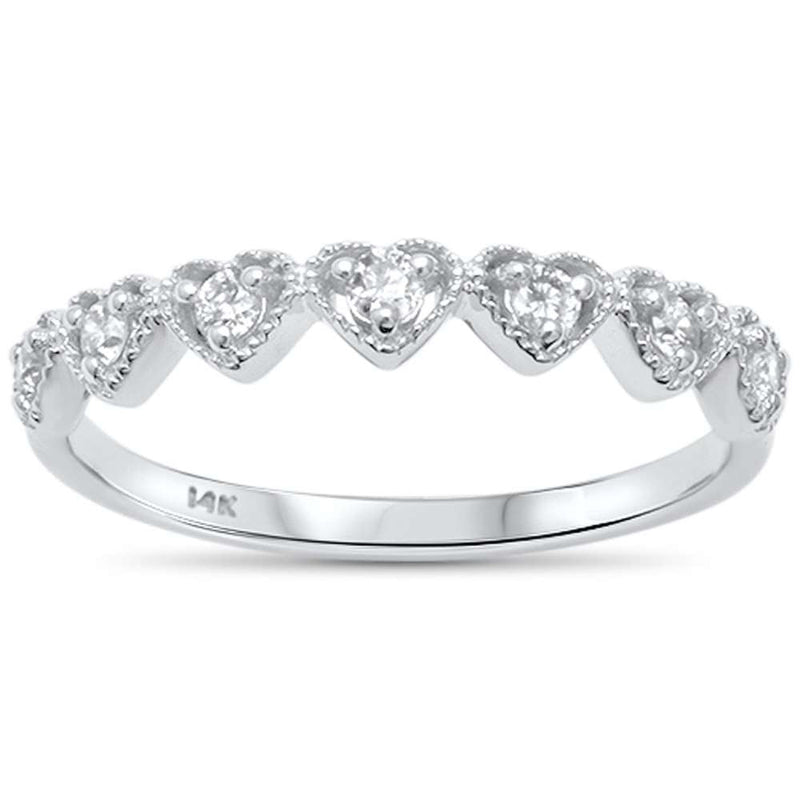 .19ct 14kt White Gold Heart Diamond Band Ring Size 6.5