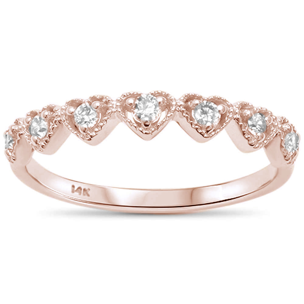 DIAMOND CLOSEOUT! .20ct 14K Rose Gold Round Diamond Heart Band Ring Size 6.5