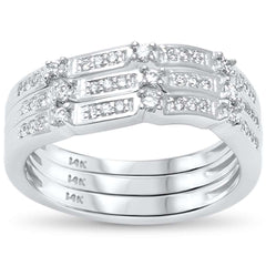 DIAMOND CLOSEOUT!  .35ct G SI 14kt White Gold Three Band Set Diamond Stackable Rings Size 6.5