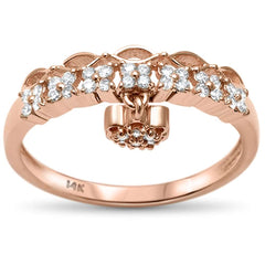 DIAMOND CLOSEOUT! .21ct G SI 14kt Rose Gold Heart Dangle Diamond Band Ring Size 6.5